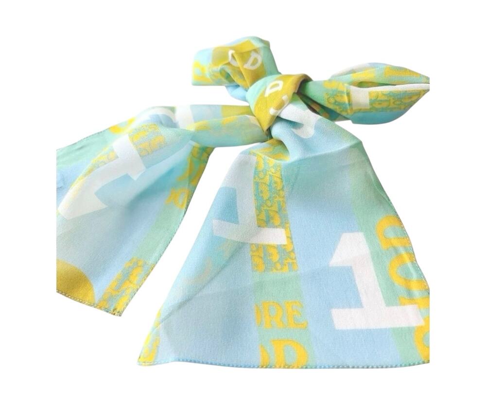 Christian Dior Vintage 2005 J’adore Silk Monogram Logo Neck Scarf Bag Twilly